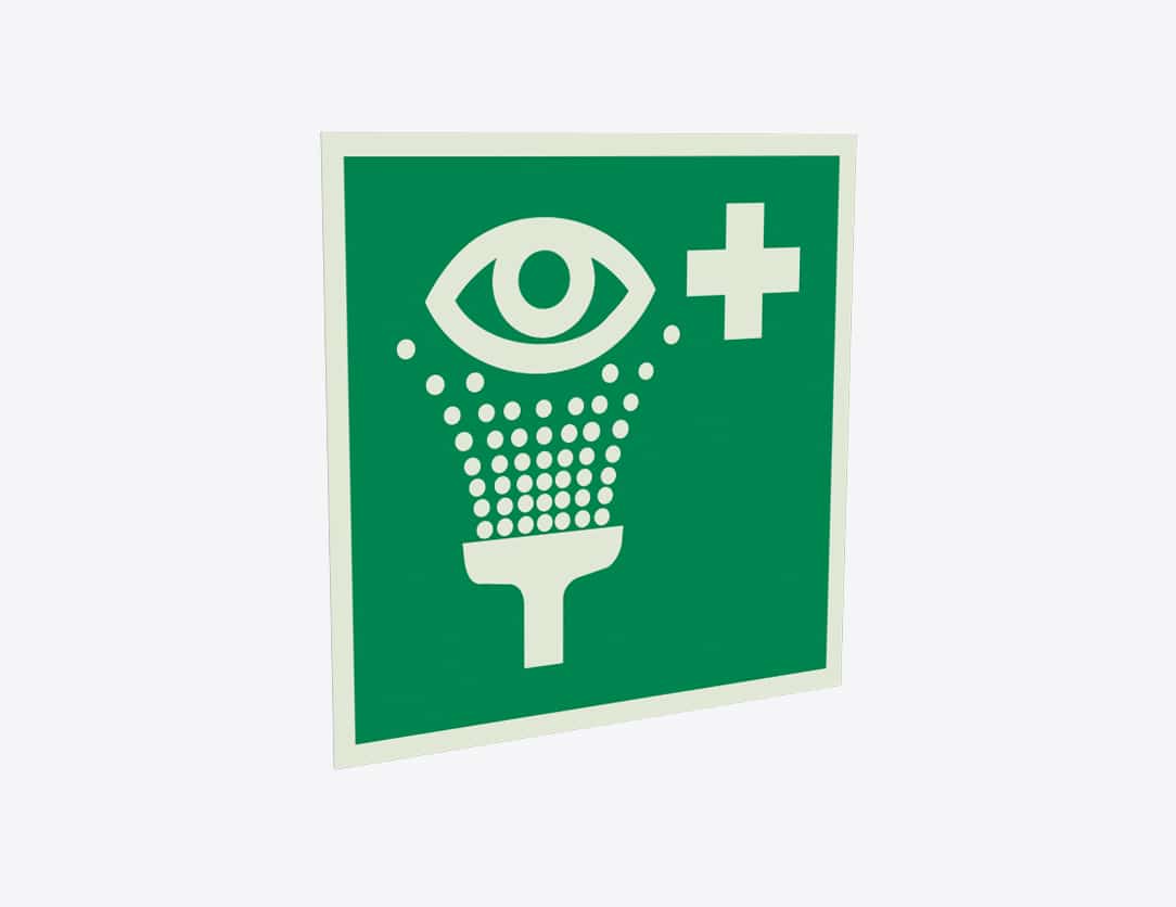 Rettungszeichen Augenspül­einrichtung – E011 – ASR / ISO, Folie, 200 x 200 mm