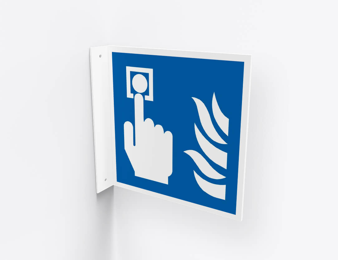 Brandschutzzeichen Hausmelder – F005 – ASR / ISO, Fahnenschild, 200 x 200 mm