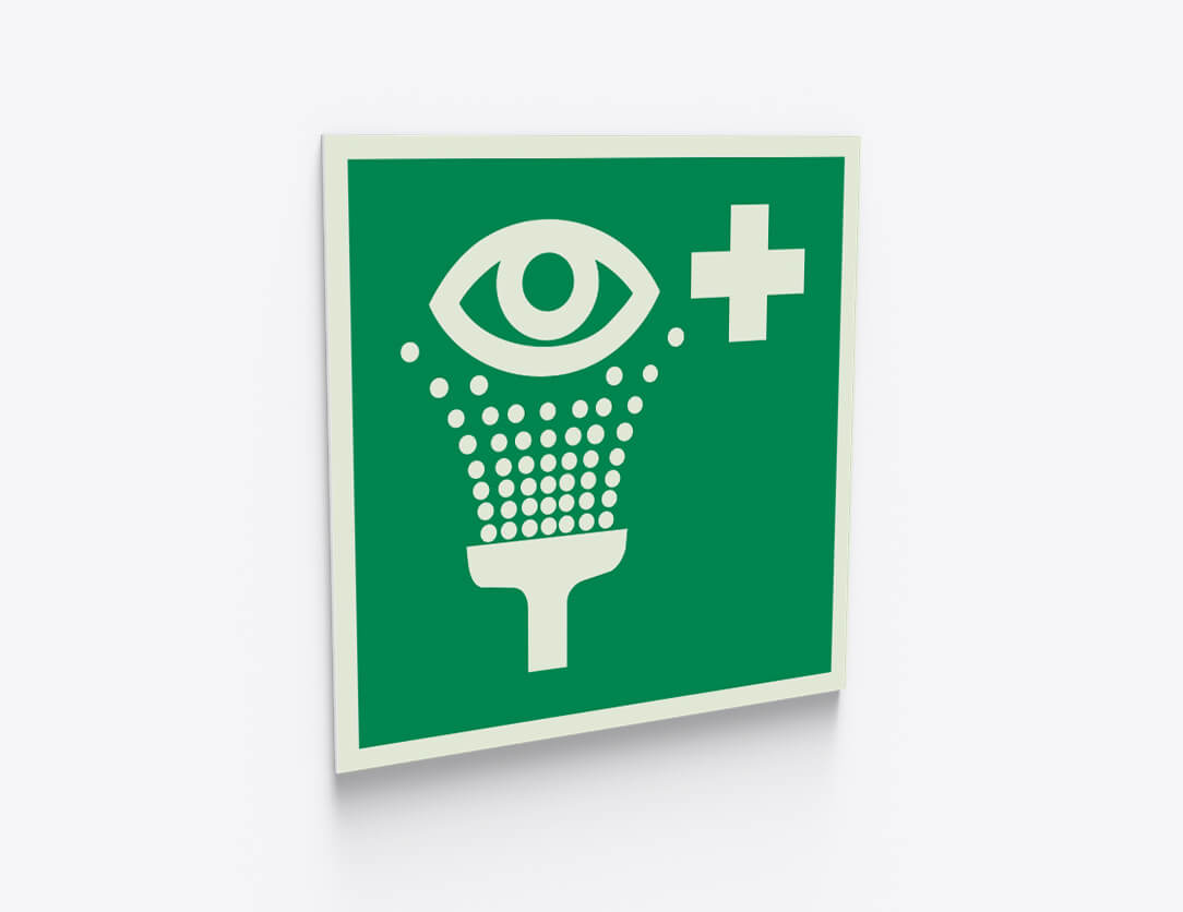 Rettungszeichen Augenspül­einrichtung – E011 – ASR / ISO, Kunststoff, 200 x 200 mm