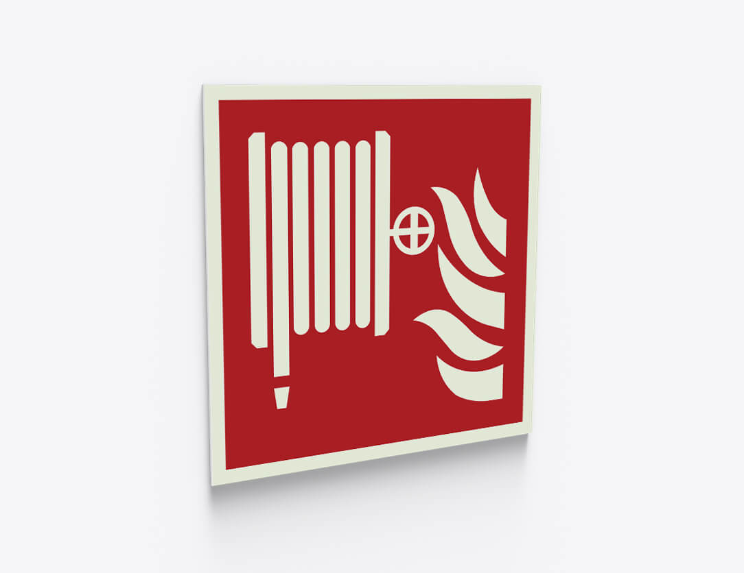 Brandschutzzeichen Wandhydrant – F002 – ASR / ISO, Kunststoff, 200 x 200 mm